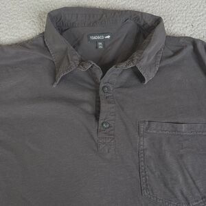 Toad & Co Polo Shirt Mens XXL Gray 100% Organic Cotton Short Sleeve
